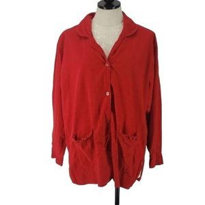 Victoria’s Secret Vintage Women's Red Button Down Long Sleeve Sleep Shirt Medium